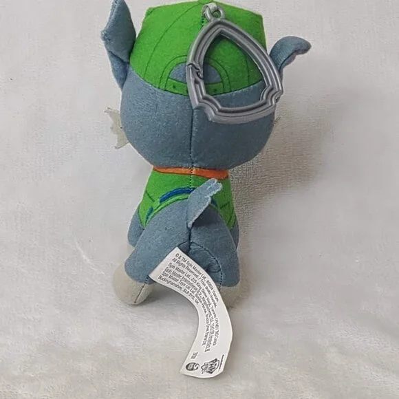 Paw Patrol Rocky Mini Plush Bag Clip On Backpack Hanger Stuffed Dog 4.5" - Picture 4 of 6